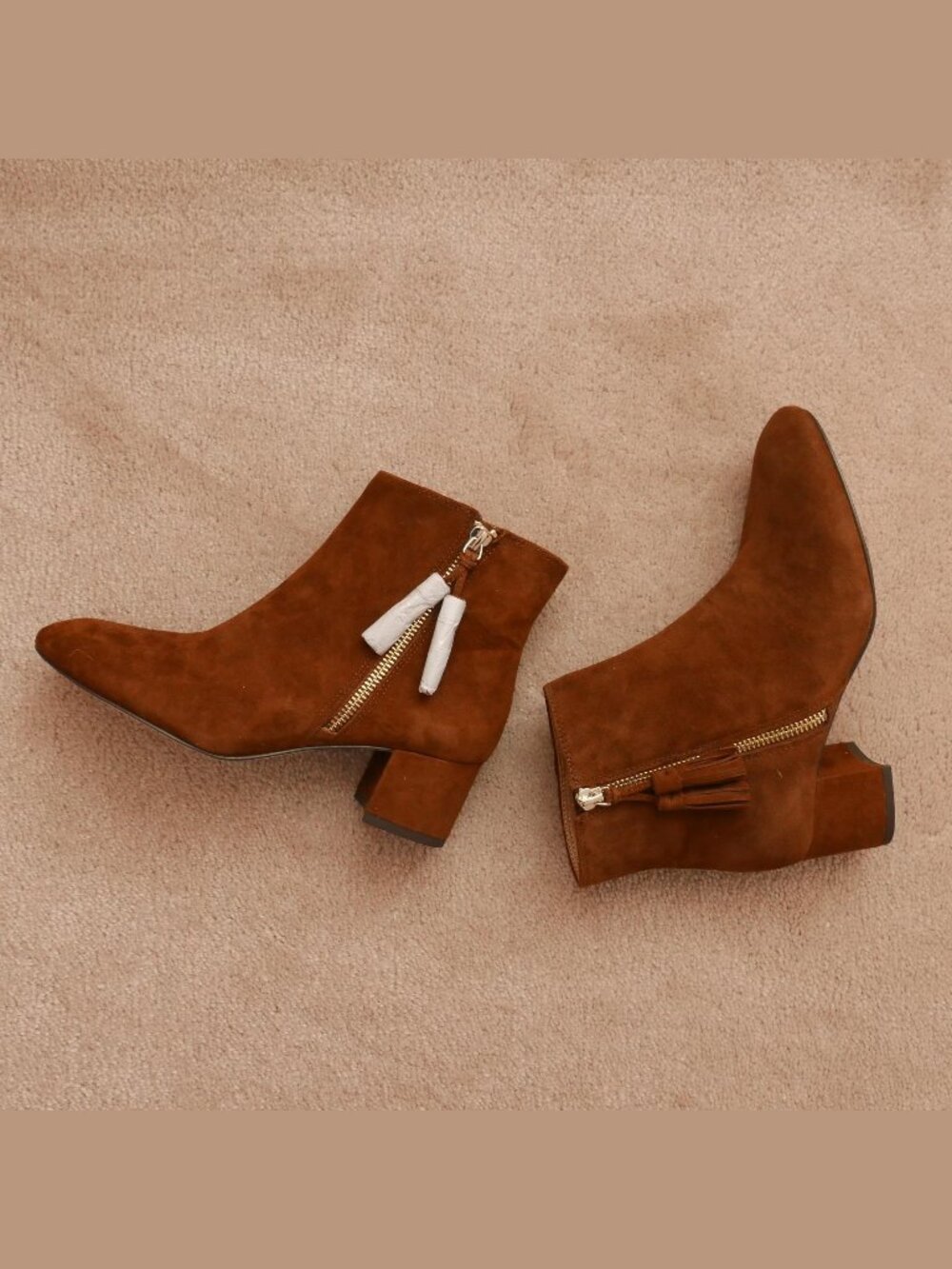 NWT Ann Taylor Kyle Suede Tassel Block Heel Bootie